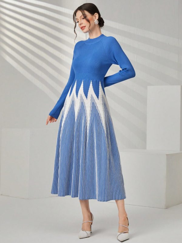 SHEIN Modely فستان سترة نسائي عصري ذو ألوان متعددة مع تصميم على الخصر